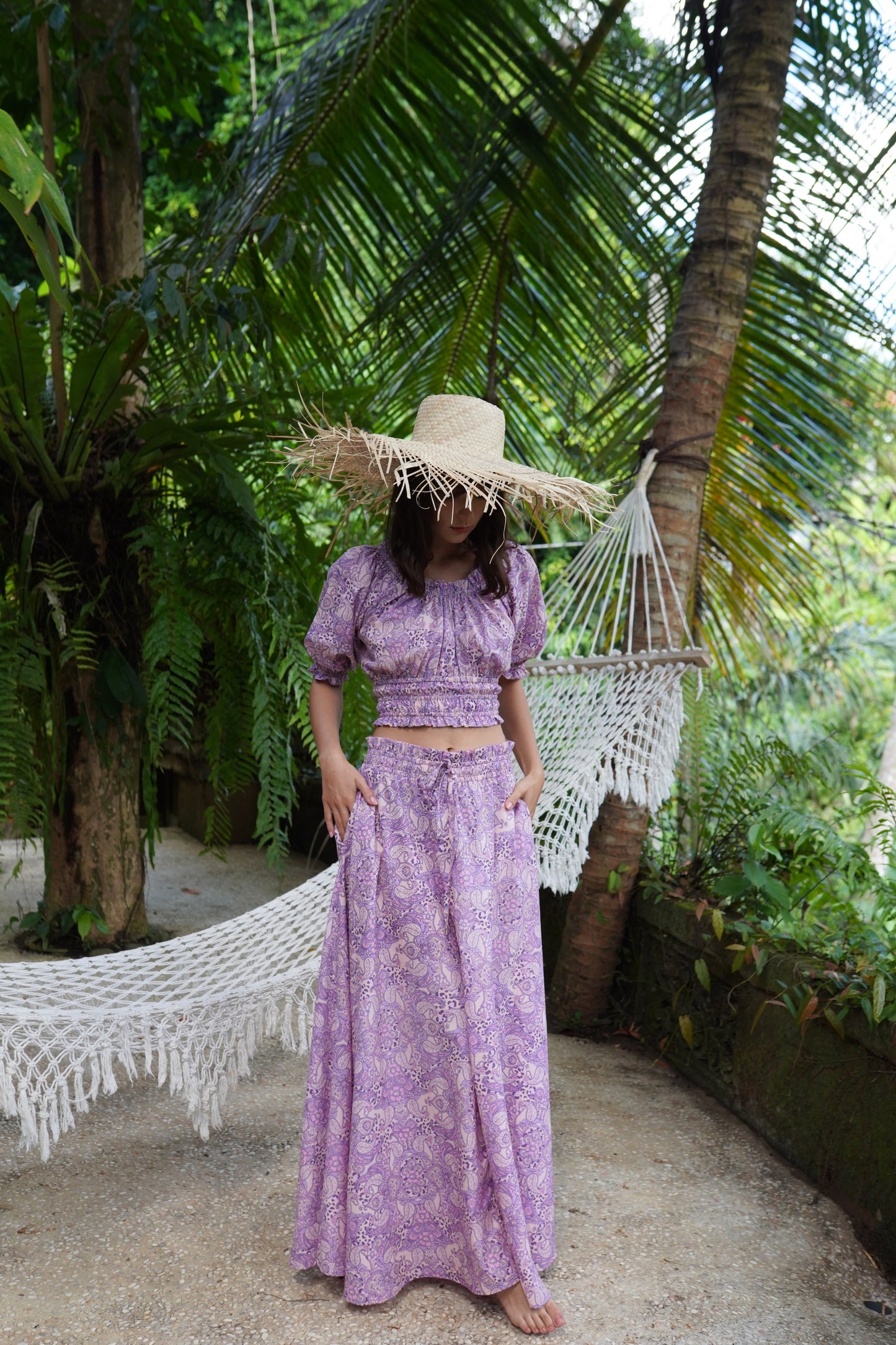 Jungle Oasis Maxi Skirt- Lavender