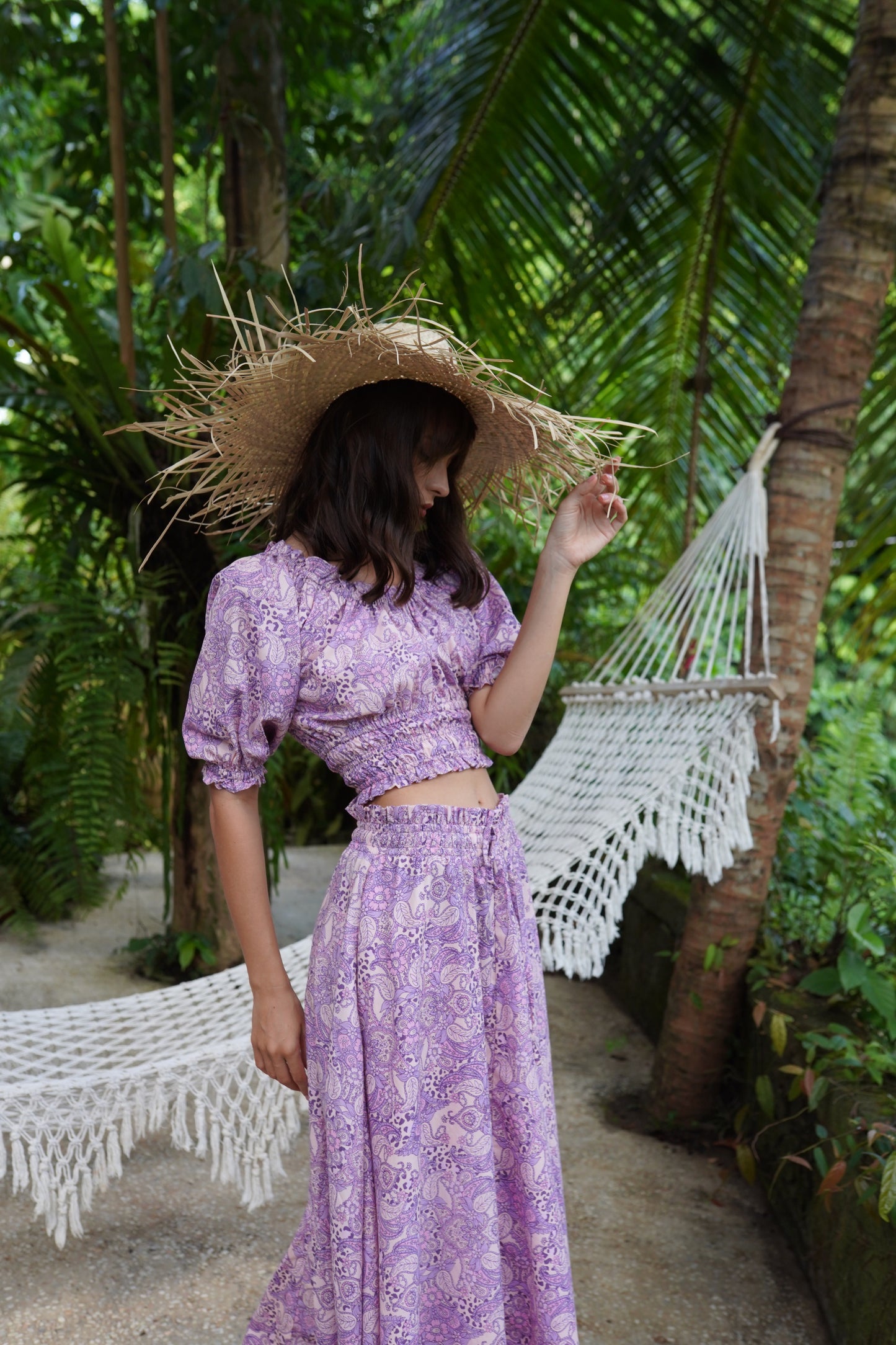 Jungle Oasis Maxi Skirt- Lavender
